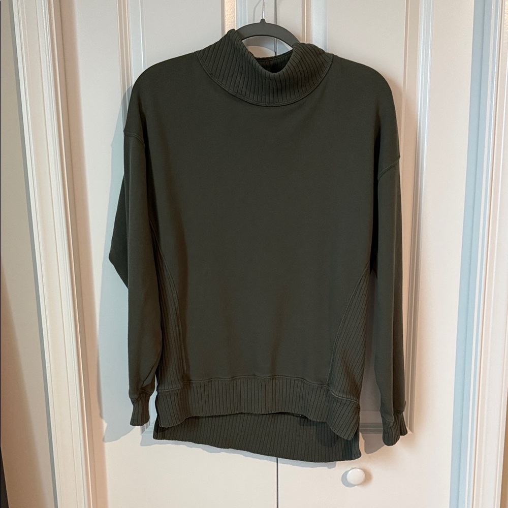 Aerie Oversized Green Crewneck Sweatshirt COZY Lounge Pullover XXS (Retail $60)